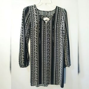 Xhilaration black white print dress size M